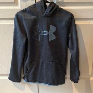 Under Armour Boys youth XL hoodie sweatshirt coldgear grey with light blue
